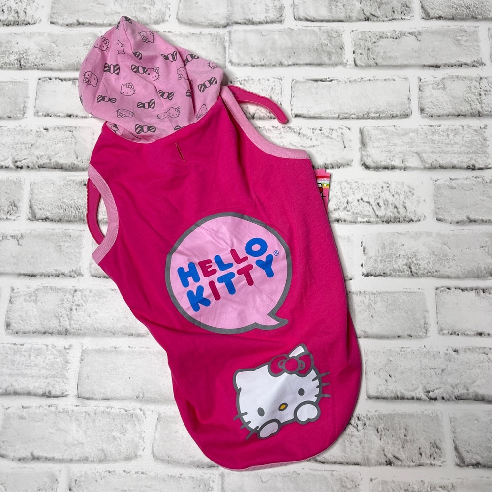 NEW Hello kitty dog puppy large pink hooded shirt pullover